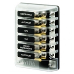 Blue Sea Systems ST Glass 6 Circuit Fuse Blocks with Cover | Blackburn Marine